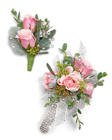 Glossy Corsage and Boutonniere Set