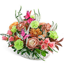 Mocha Morning Basket with Butterflies